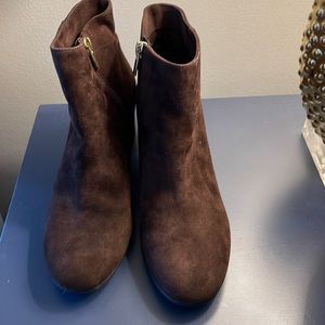 Brown suede round shaped booties.. Worn once!!